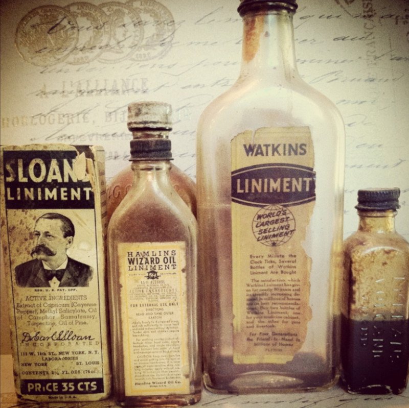 Photo of Liniment bottles.